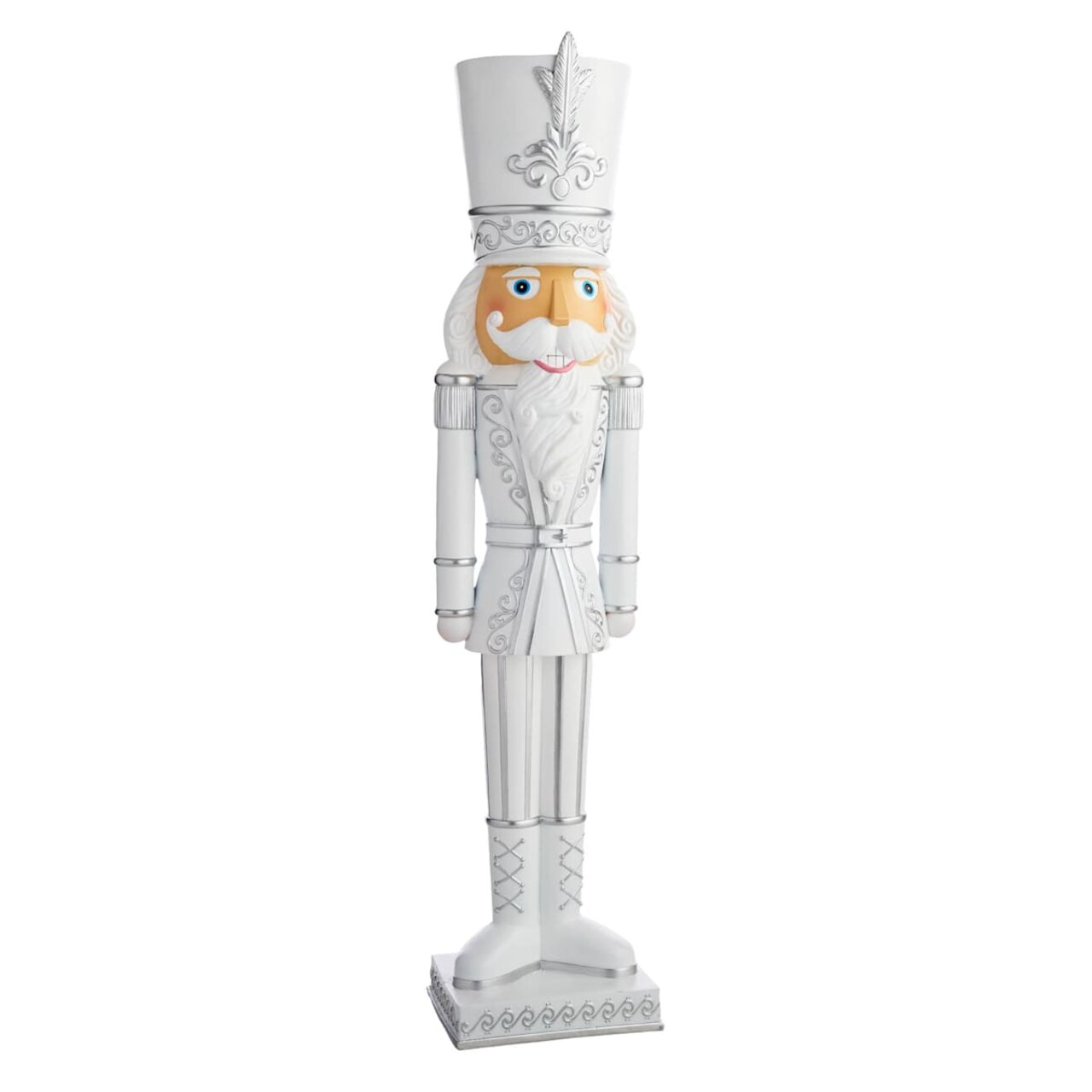 3.5' Silver and White Nutcracker – Winter Holiday Décor with Frosted Finish